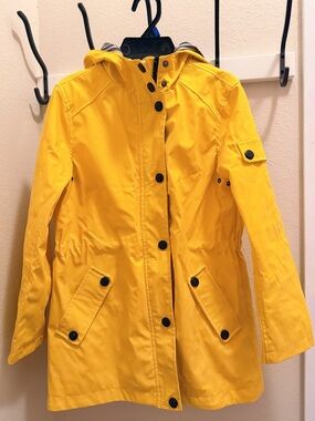 Urban Republic Yellow Hooded Raincoat with Button Placket